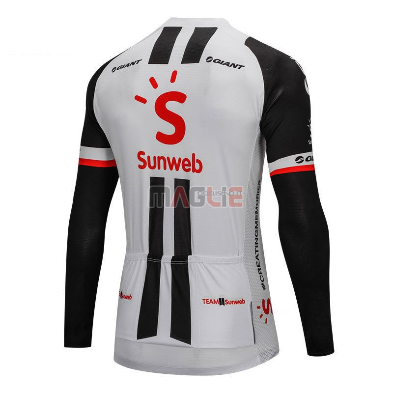 Maglia Sunweb Manica Lunga 2018 Grigio e Nero